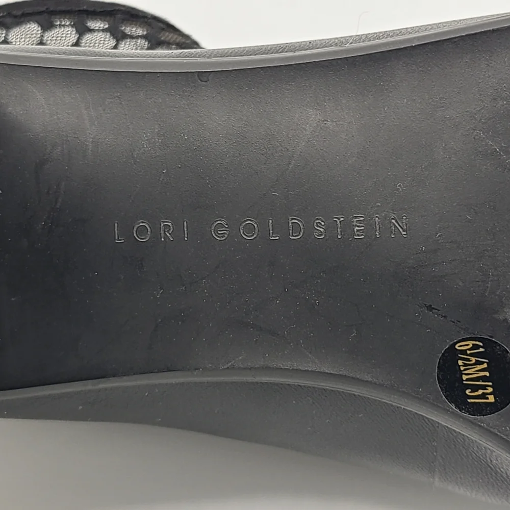 Lori Goldstein Collection Clemence Bootie Mesh Sock Detail Black Leather 6.5